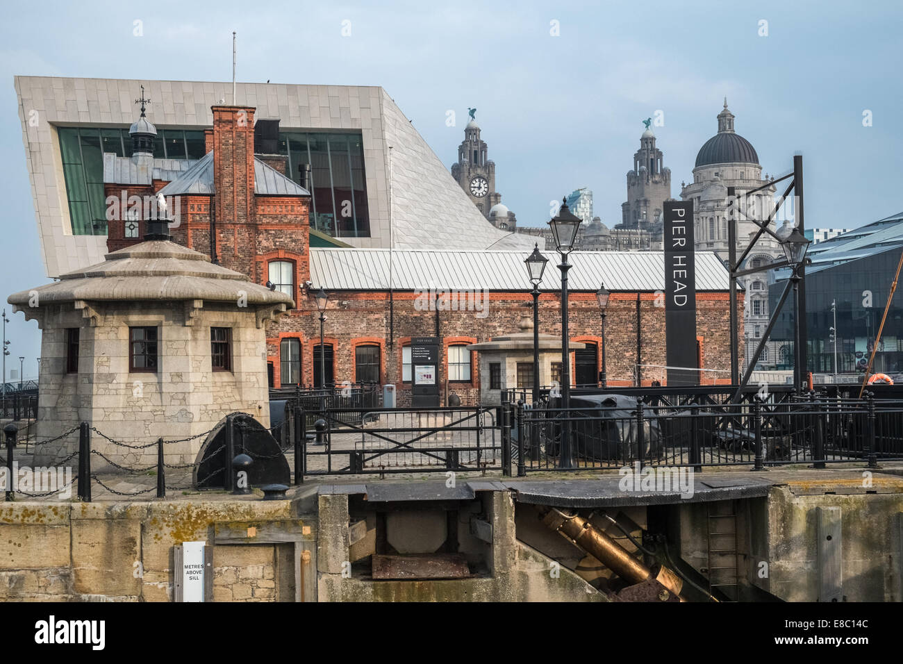 Different mix of architectural styles, Pier Head, Liverpool, Merseyside, England UK Stock Photo
