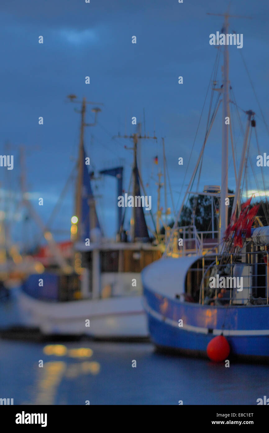 trawlers in the harbor of burgstaaken, fehmarn, germany Stock Photo