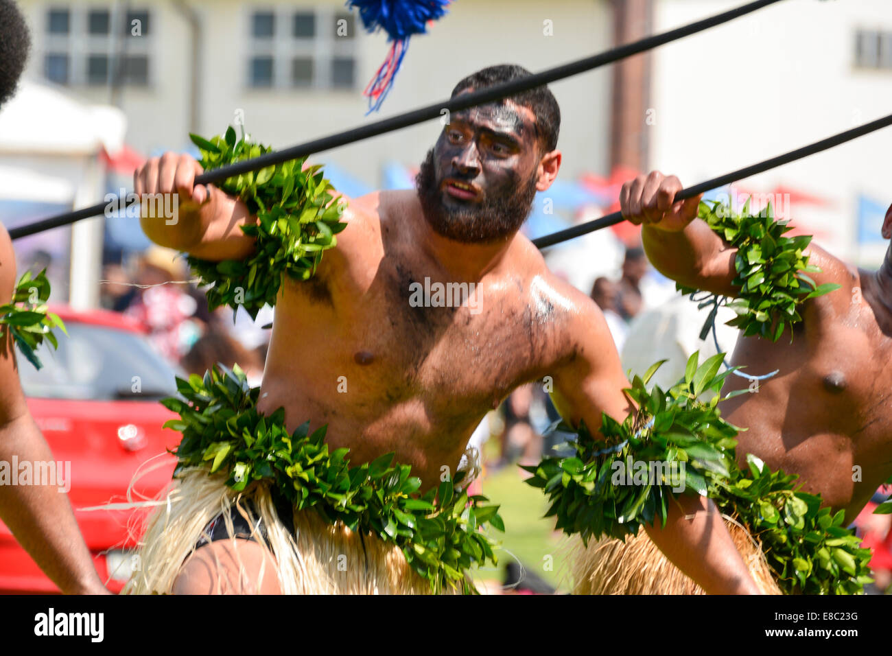 Sydney, Australia. 5th Oct, 2014. Traditional Fijian Meke dancers