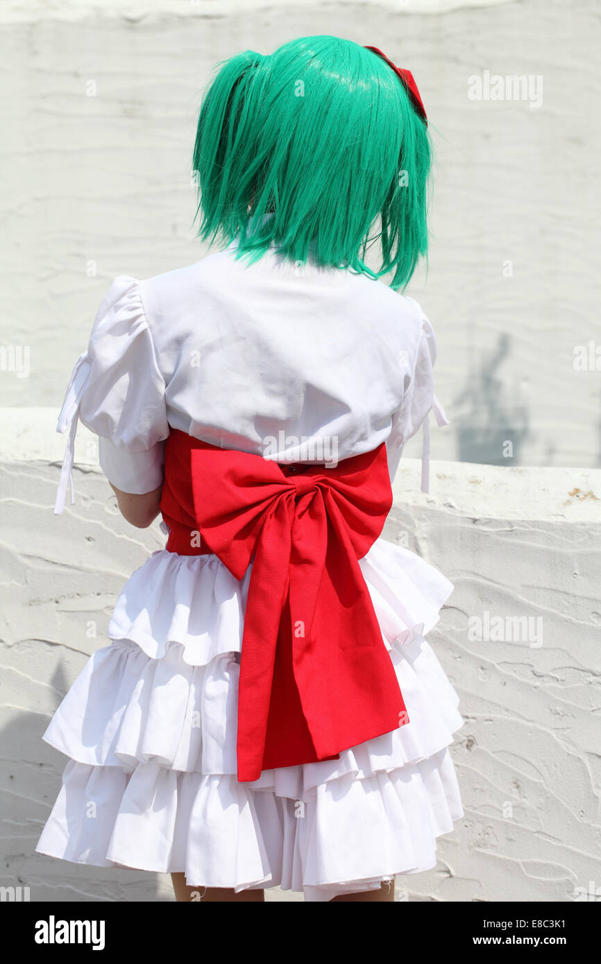 Japanese anime character cosplay girl, back view Stock Photo - Alamy