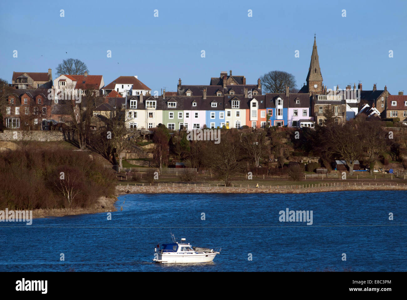 Row of pastel painted houses, Alnmouth, Northumberland Stock Photo Alamy