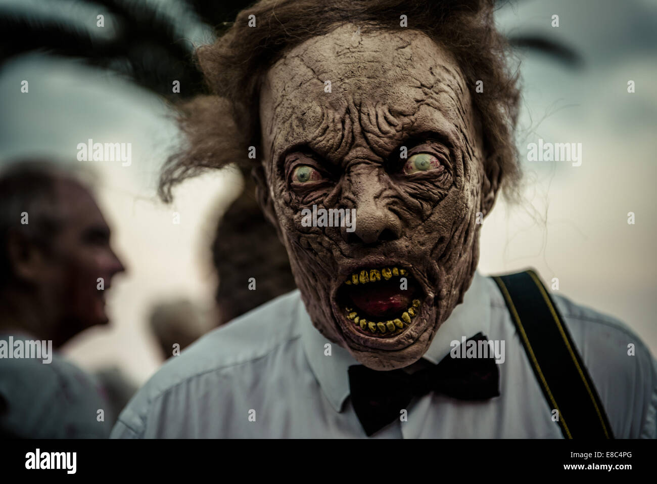 Sitges, Spain. 4th Oct, 2014. A man is made-up as a zombie for the Sitges Zombie Walk 2014 Credit:  Matthias Oesterle/ZUMA Wire/ZUMAPRESS.com/Alamy Live News Stock Photo