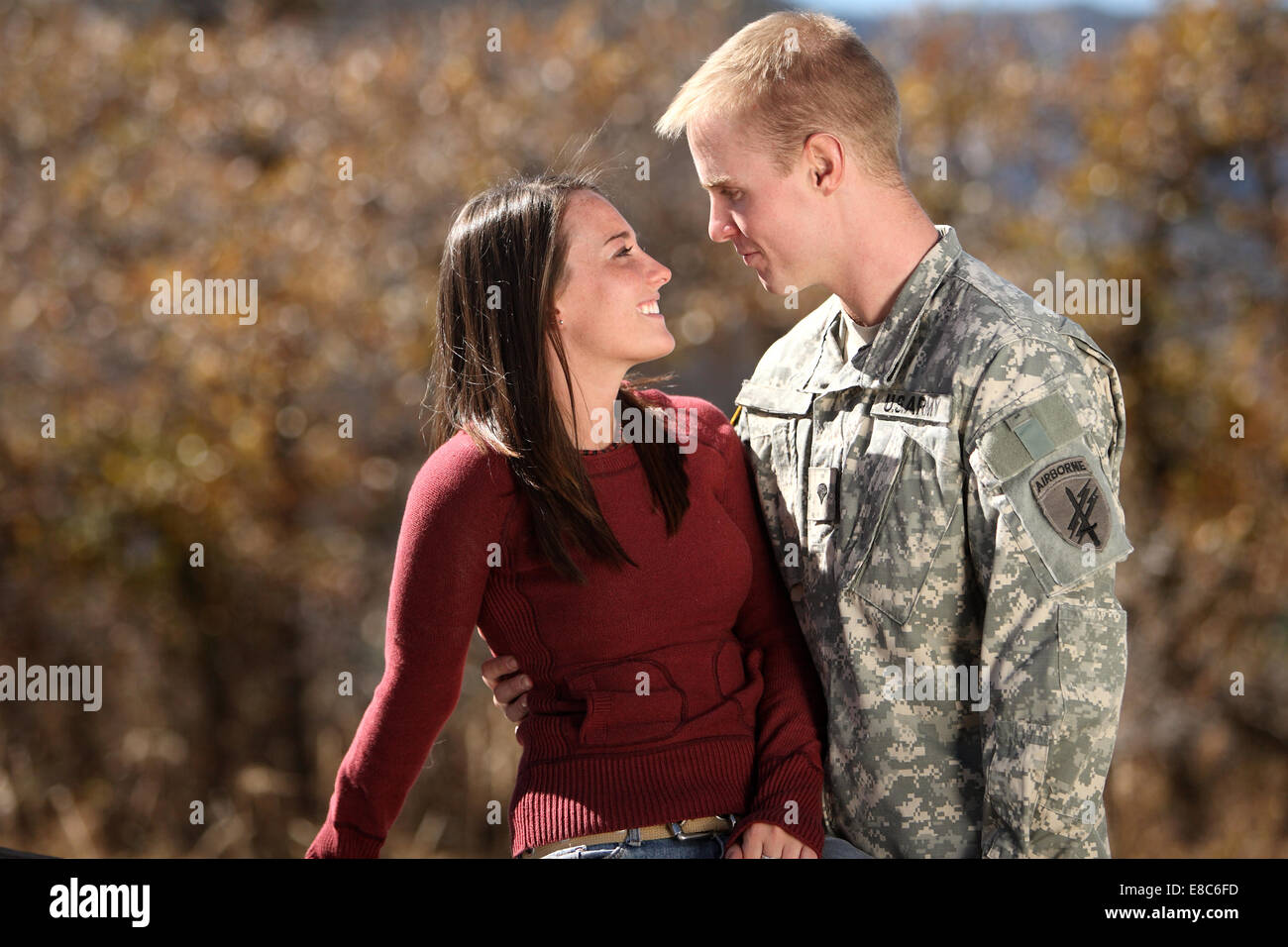 American soldier with his wife Stock Photo Alamy