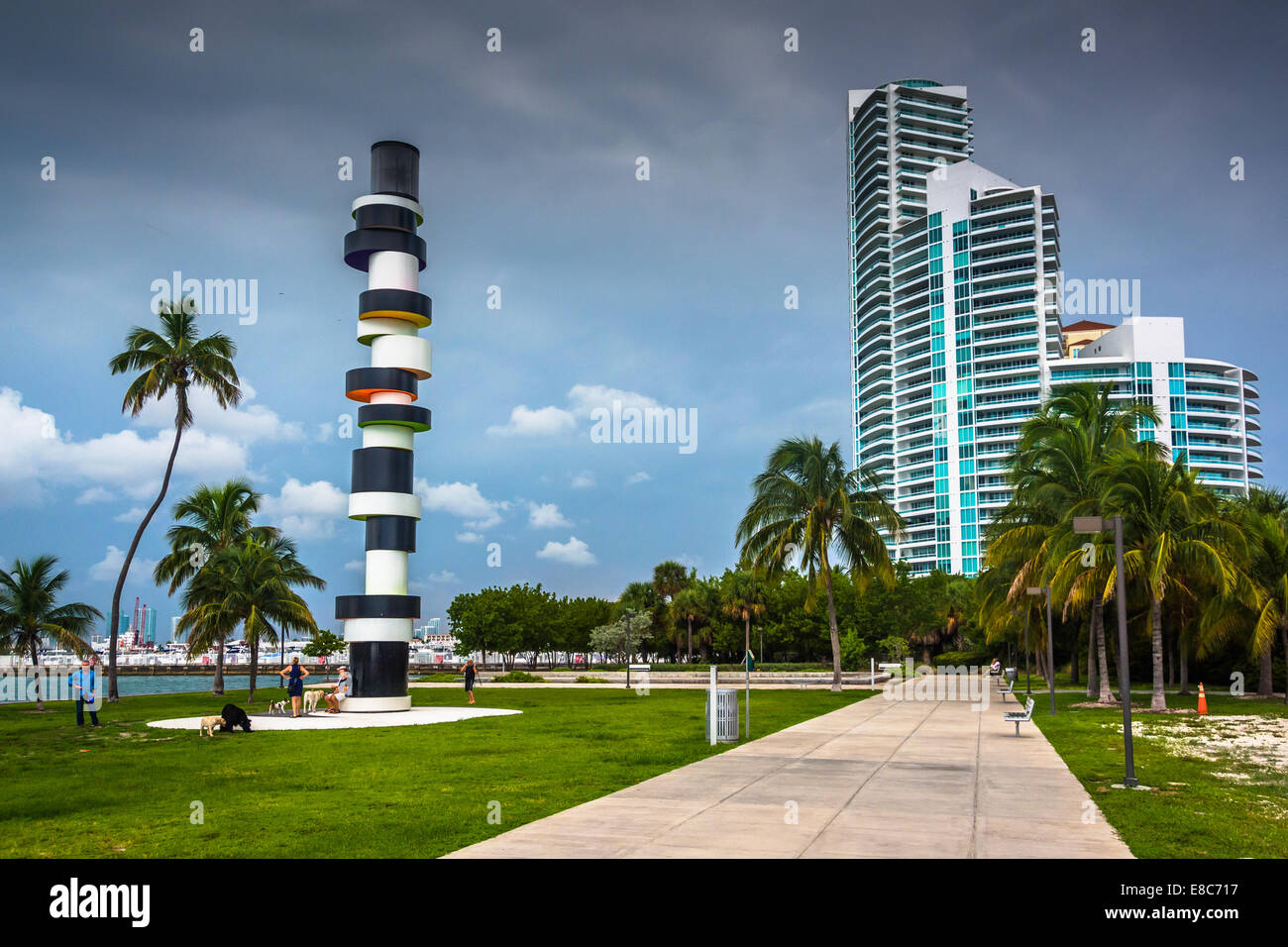 Lighthouse sculpture and walkway at South Pointe Park, Miami Beach