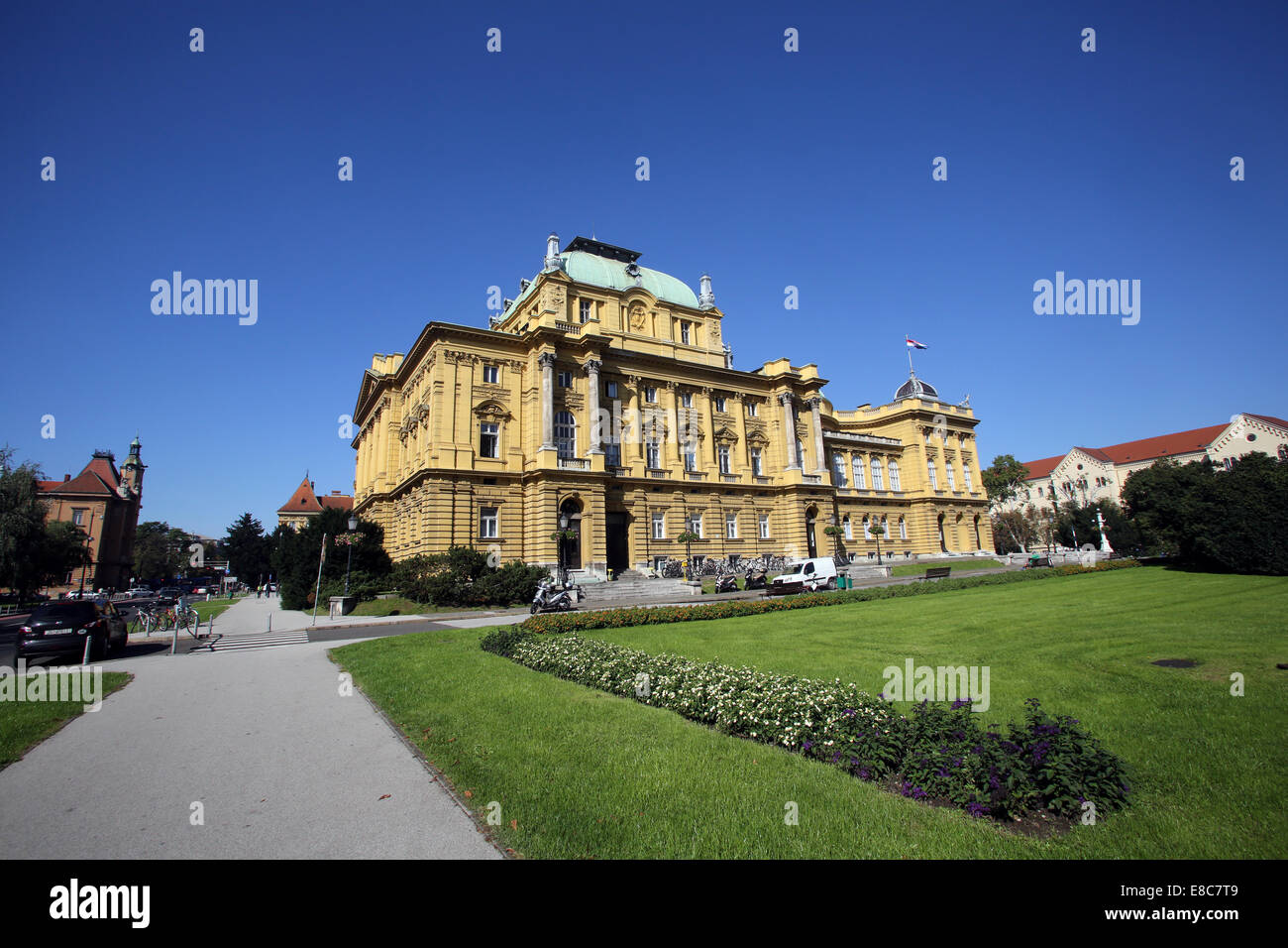 Croatian National Theater (circa 1895) in Zagreb, Croatia. Is a theater, opera and ballet house. Stock Photo