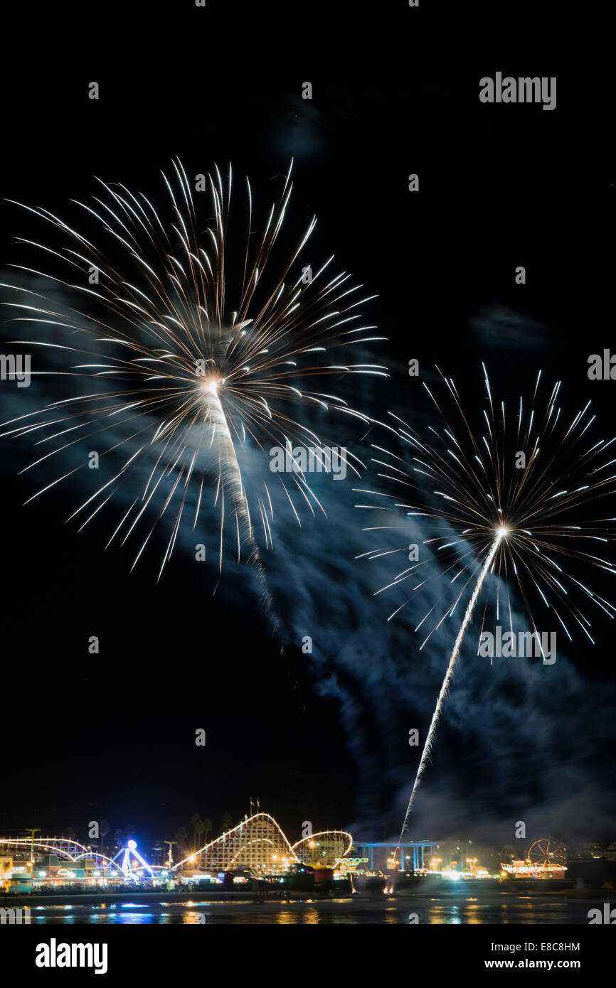 Fireworks over Santa Cruz Beach Boardwalk 3 Stock Photo Alamy