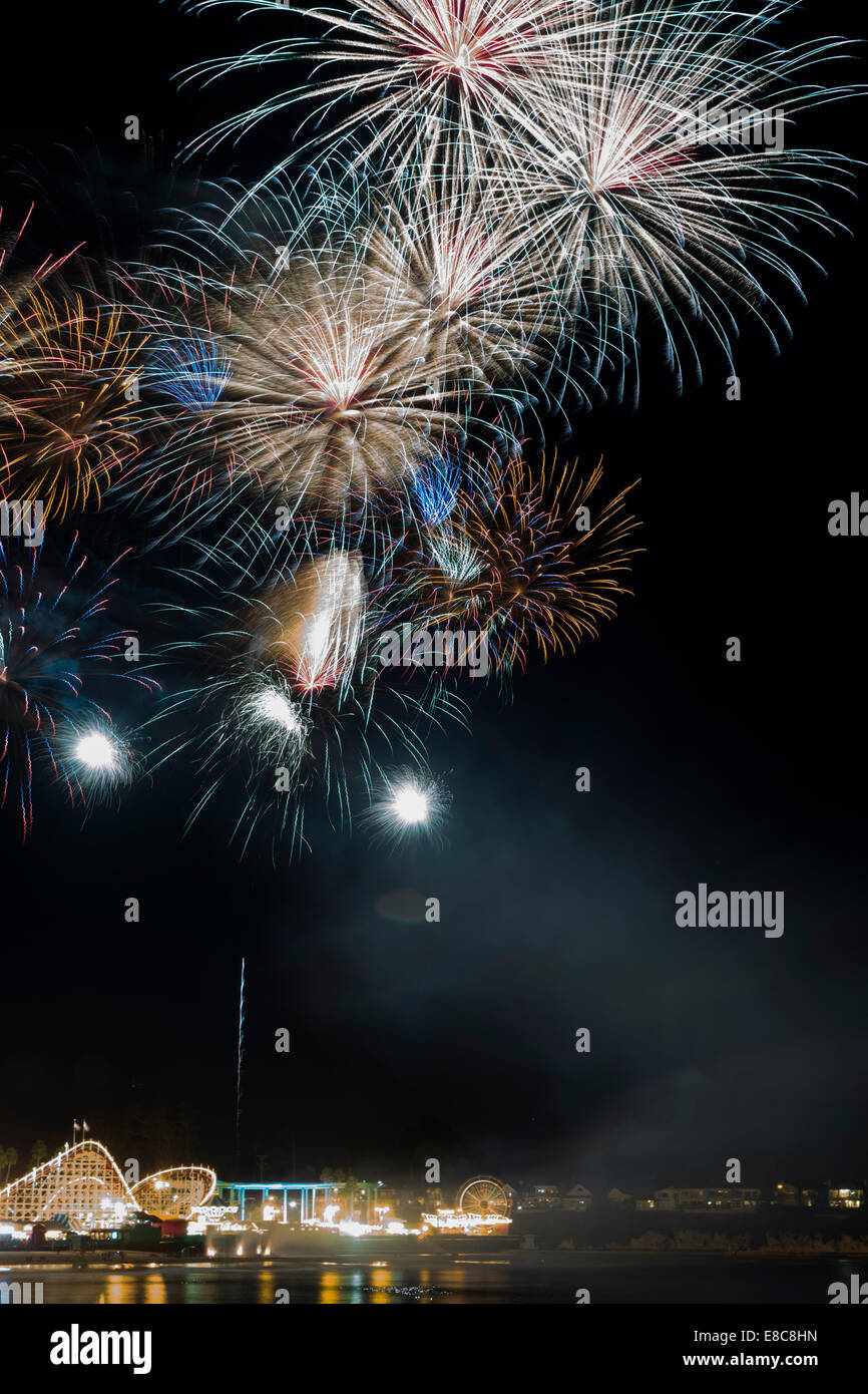 Fireworks over Santa Cruz Beach Boardwalk 2 Stock Photo Alamy