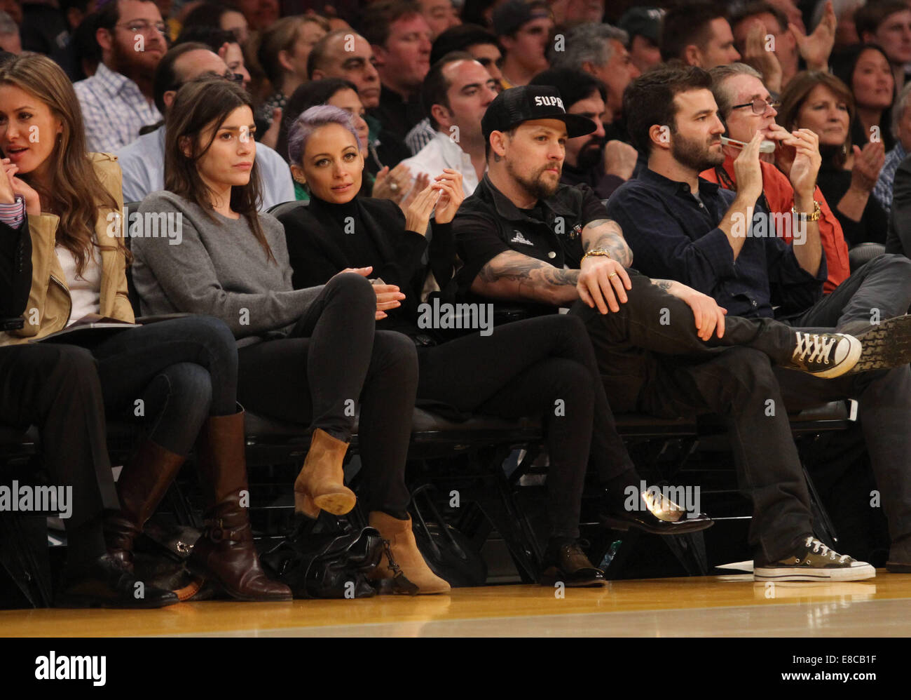 Celebrities at the Los Angeles Lakers vs Portland Trail Blazers NBA