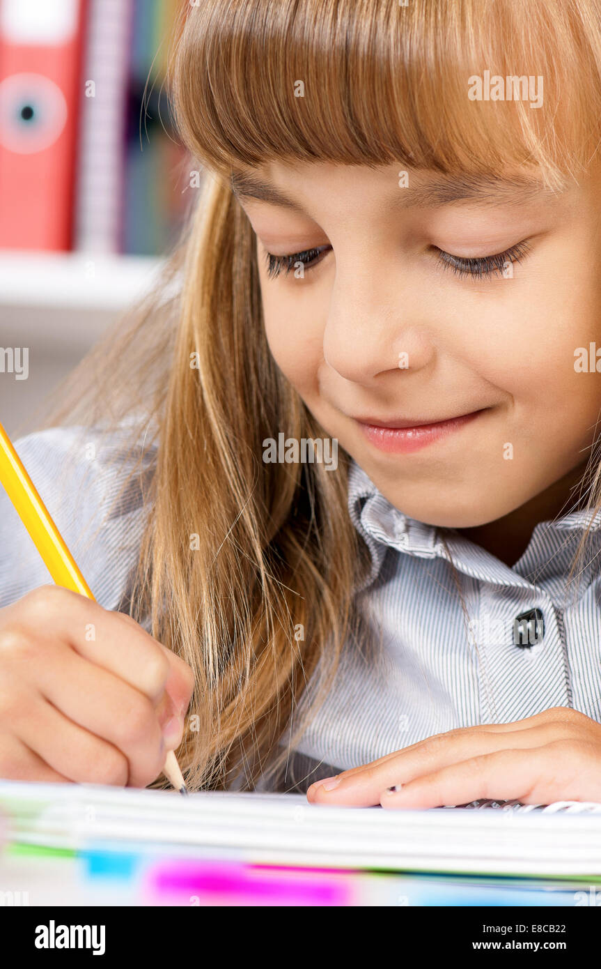 Girl doing homework Stock Photo Alamy