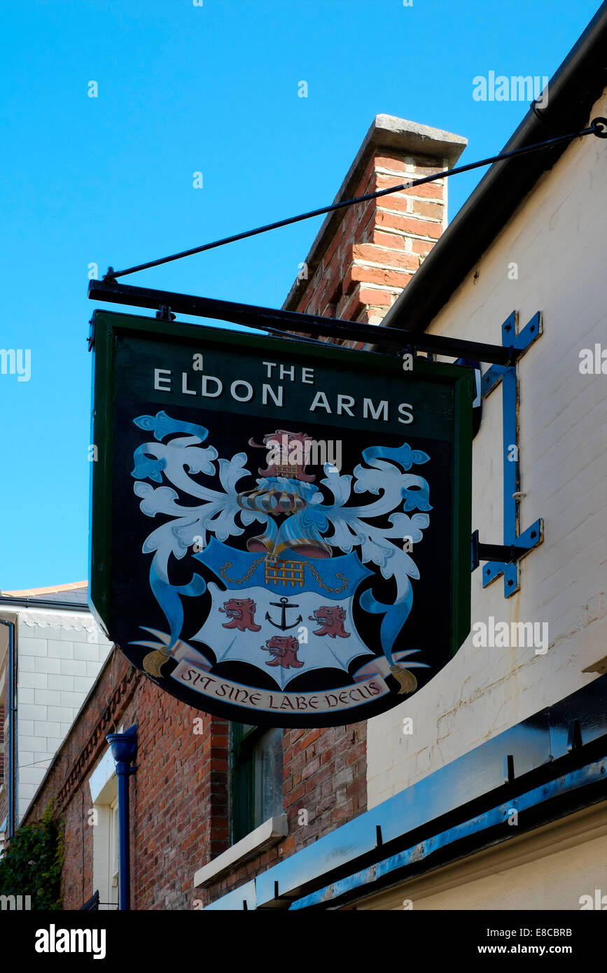 pub sign hanging outside of a traditional public house the eldon arms ...