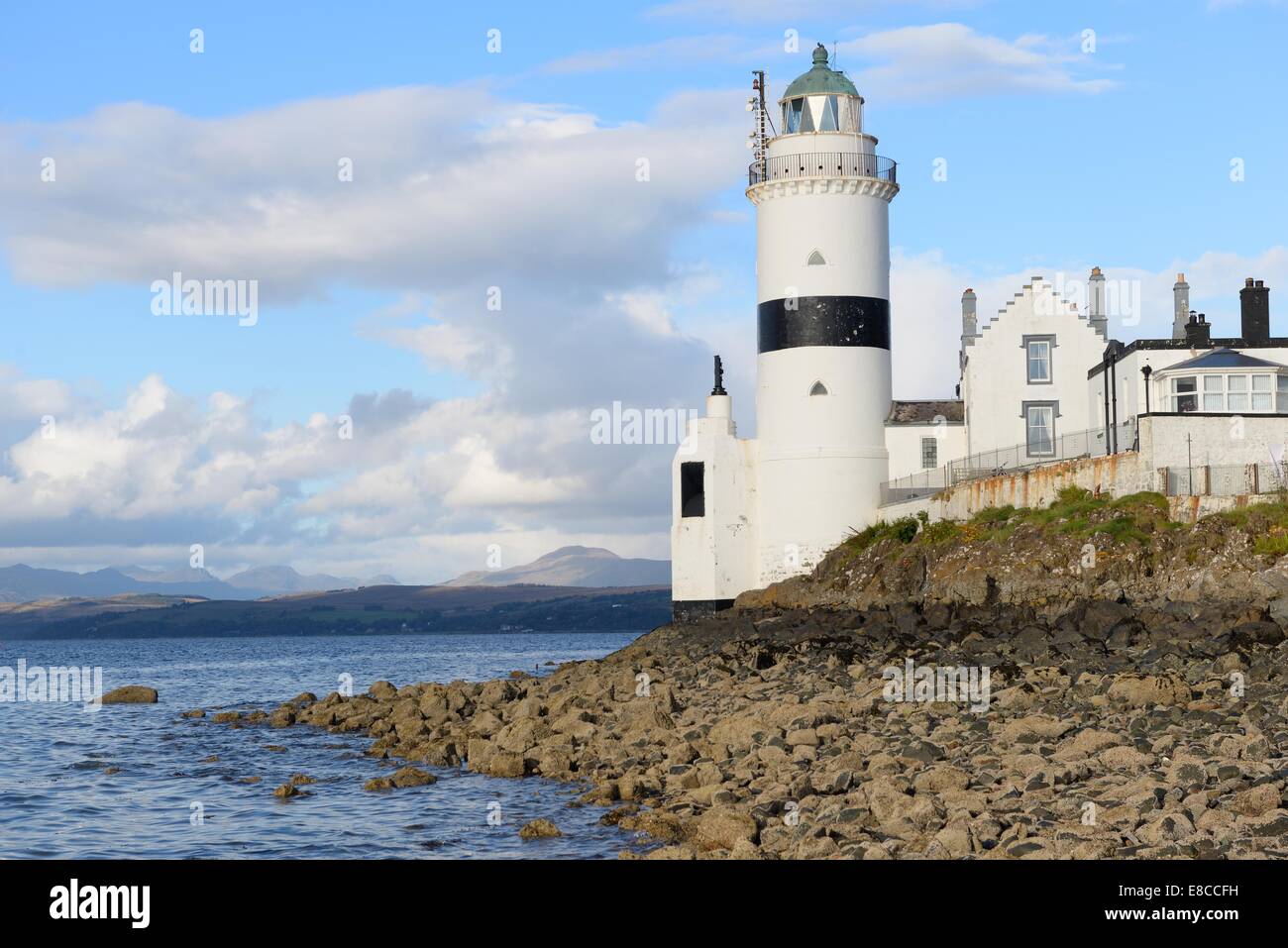 Automated lighthouse protecting the Gantocks on the river Clyde at Gourock, Inverclyde, Scotland Stock Photo