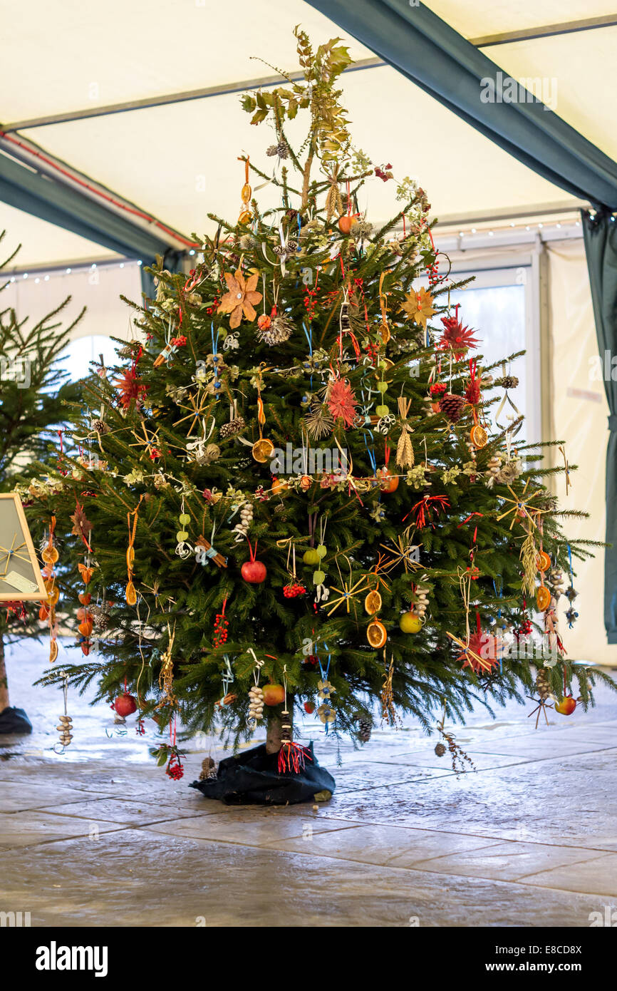 Christmas trees and natural decorations Stock Photo - Alamy