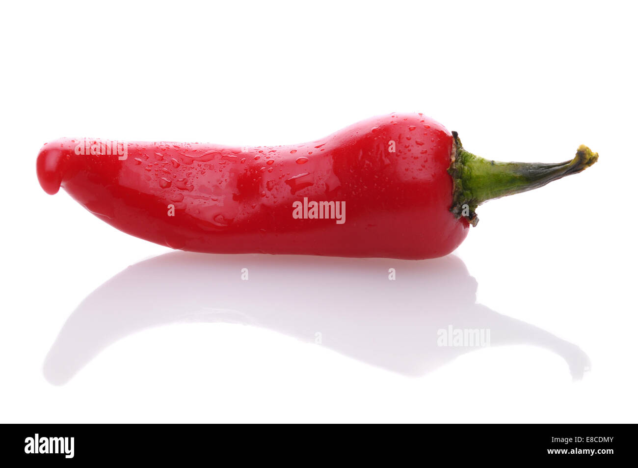 Closeup of a red pepper on white. Stock Photo