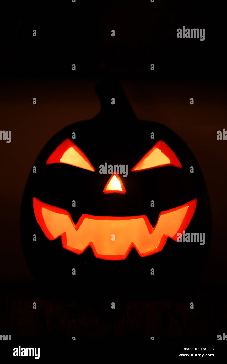 Dark Halloween Jack-o'-Lantern Stock Photo