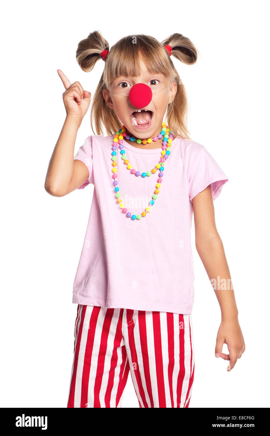 Little girl with clown nose Stock Photo