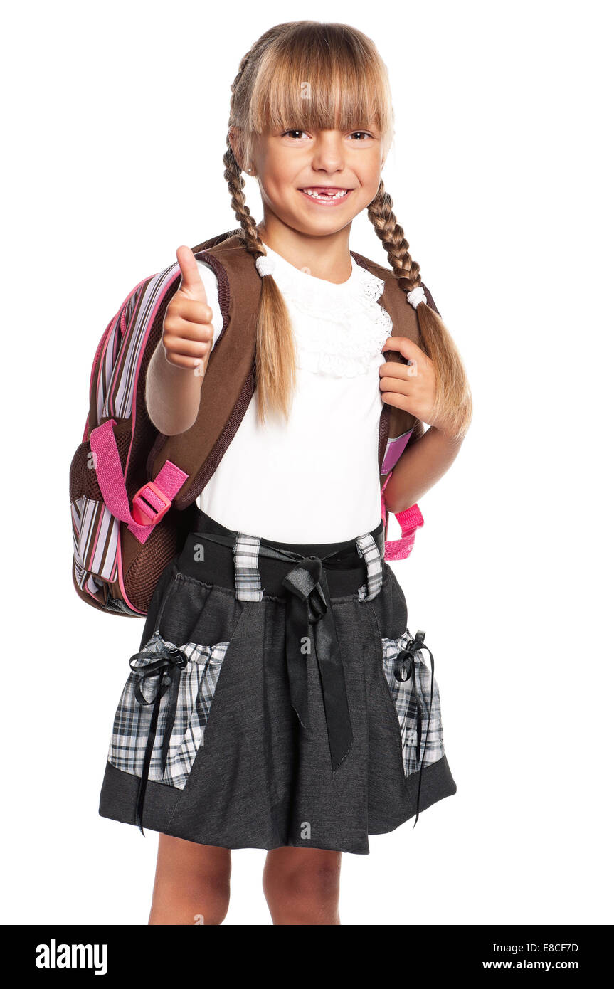 Little girl with backpack Stock Photo - Alamy