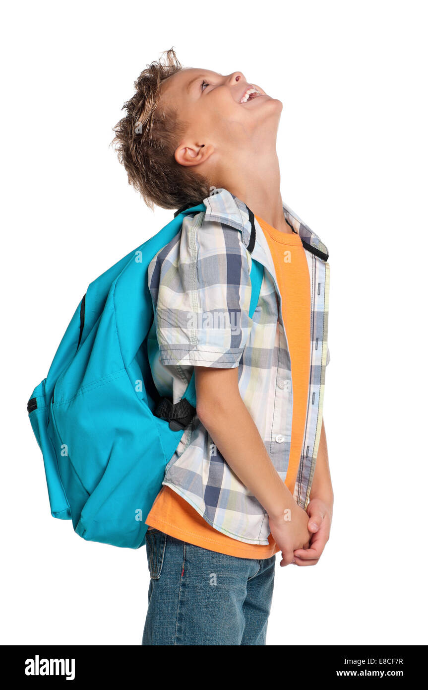 Boy with backpack Stock Photo Alamy