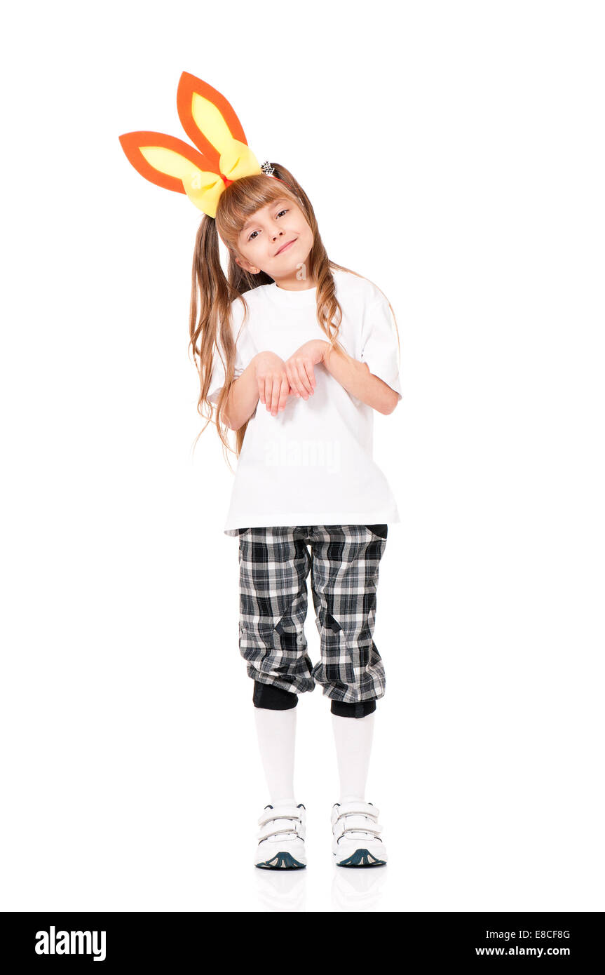 Girl with rabbit ears Stock Photo