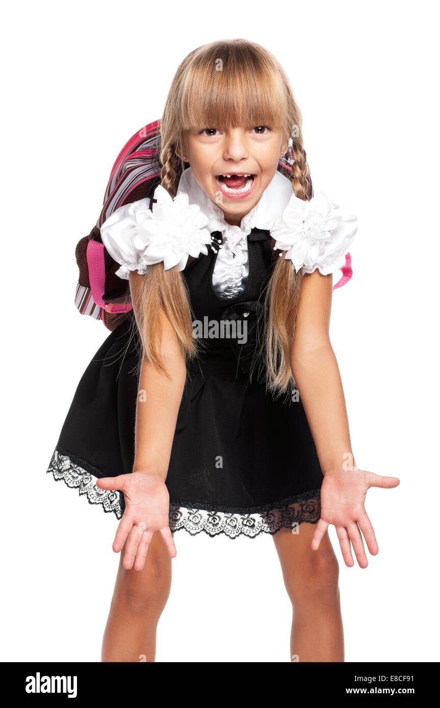 Little girl with backpack Stock Photo - Alamy
