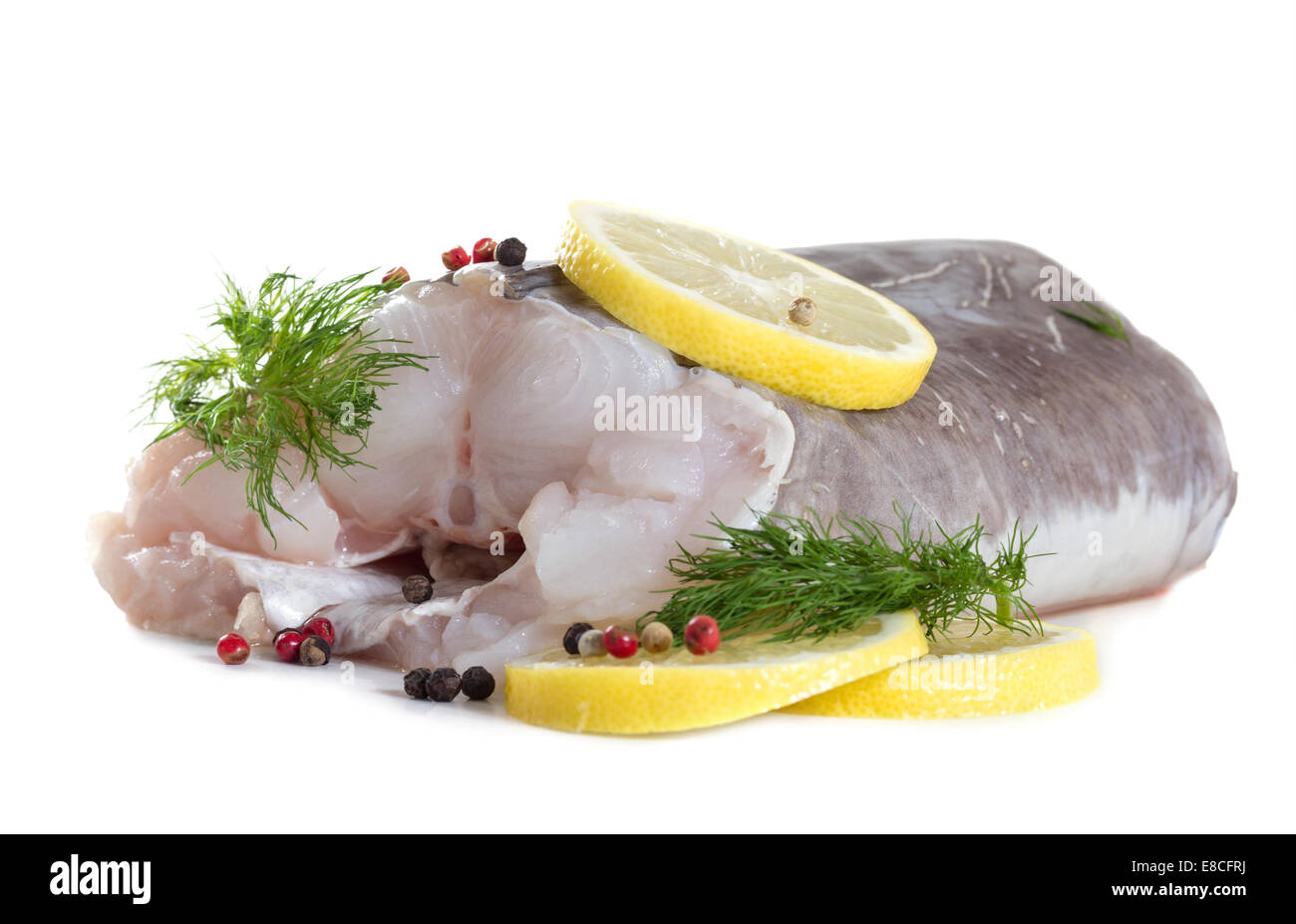 Eel fillet with spices. Isolate on white background Stock Photo - Alamy