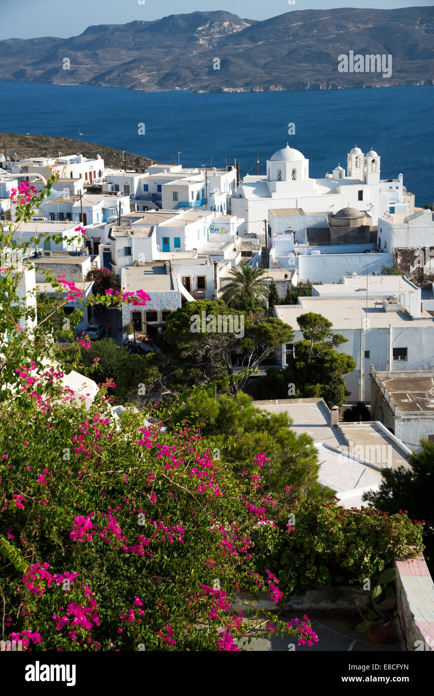 view at village of plaka cyclades greece Stock Photo