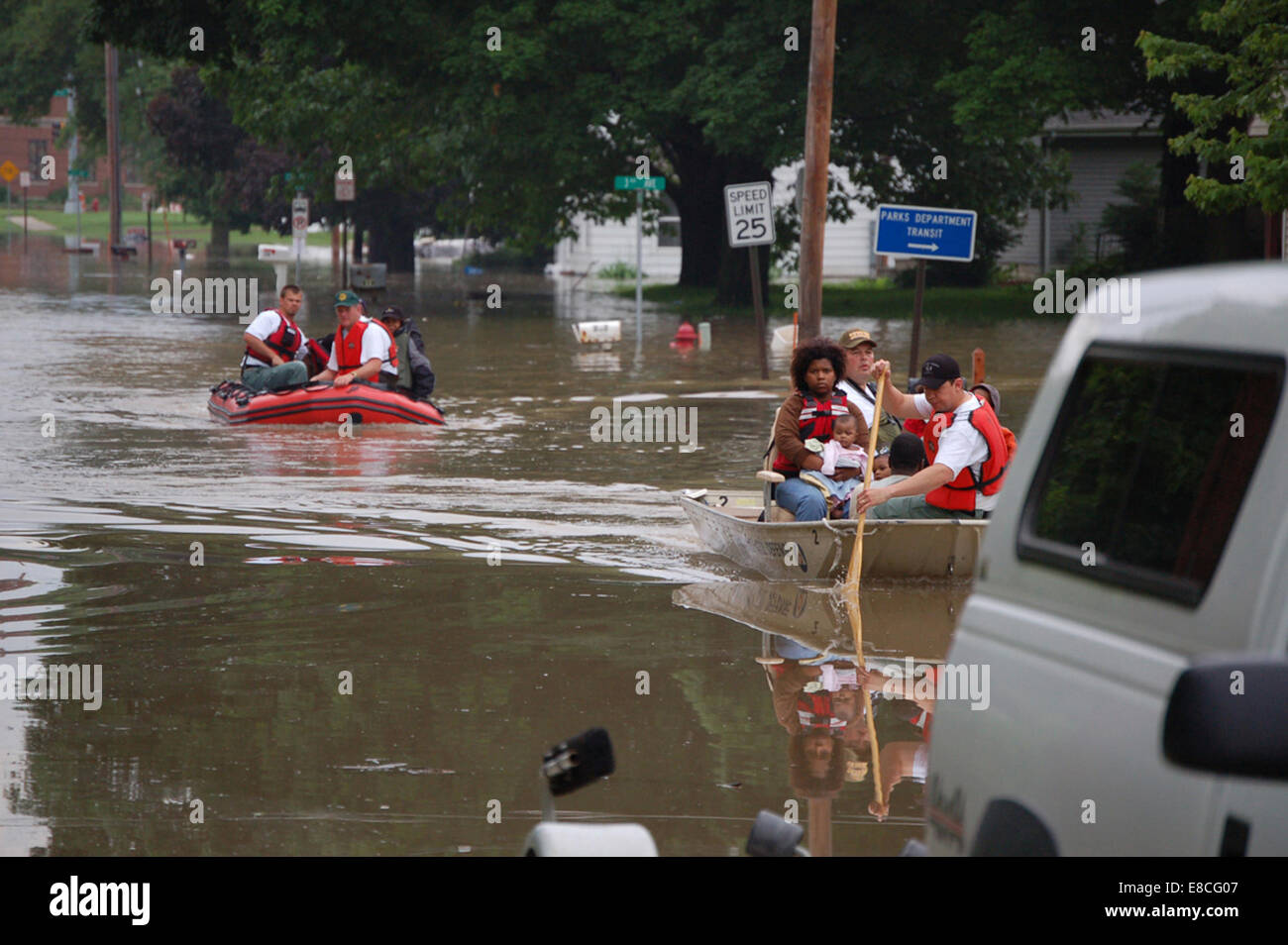 003 Rescued Flood Victims, Coralville, IA Stock Photo