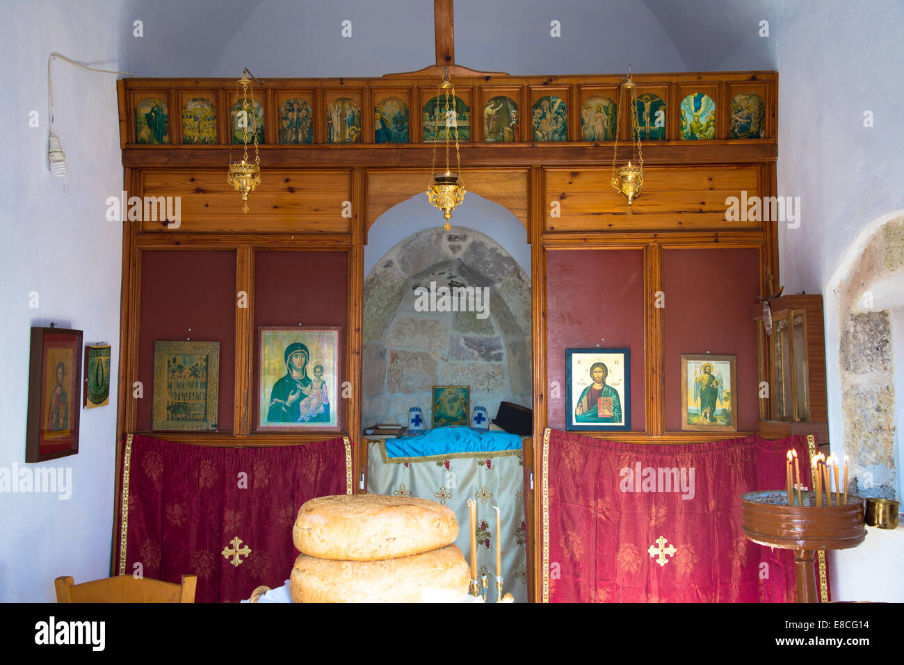 interior of small chapel at milos, greece Stock Photo