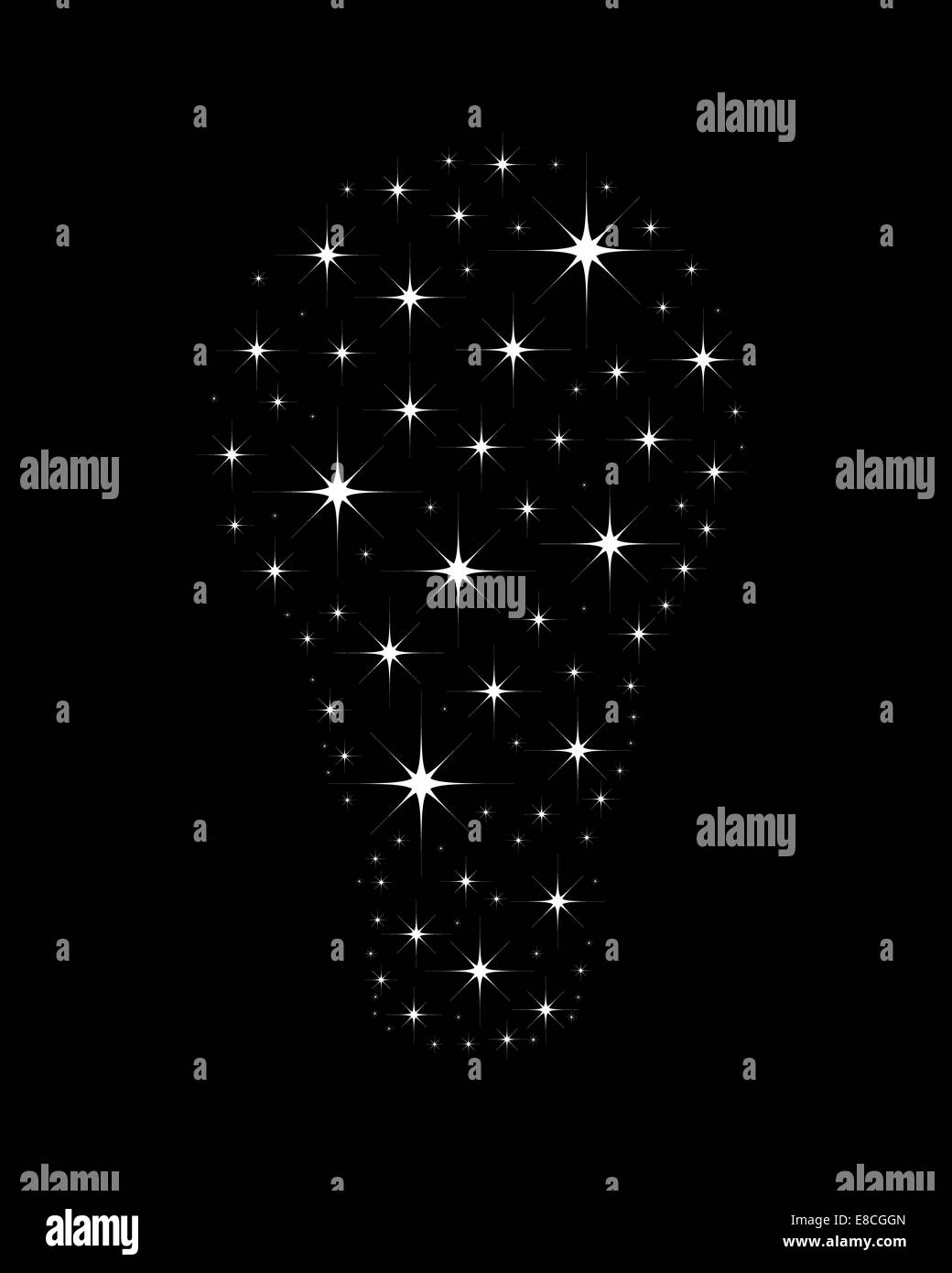 Bright idea concept. Shining stars in a shape of Light bulb. Stock Photo