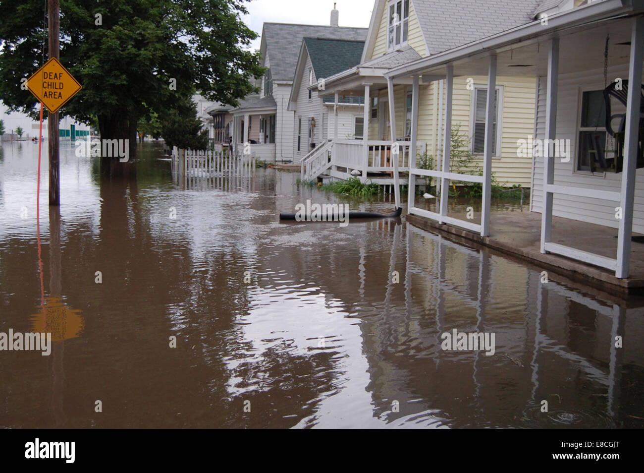 Flooded Neighborhood, Cedar Rapids, IA Stock Photo
