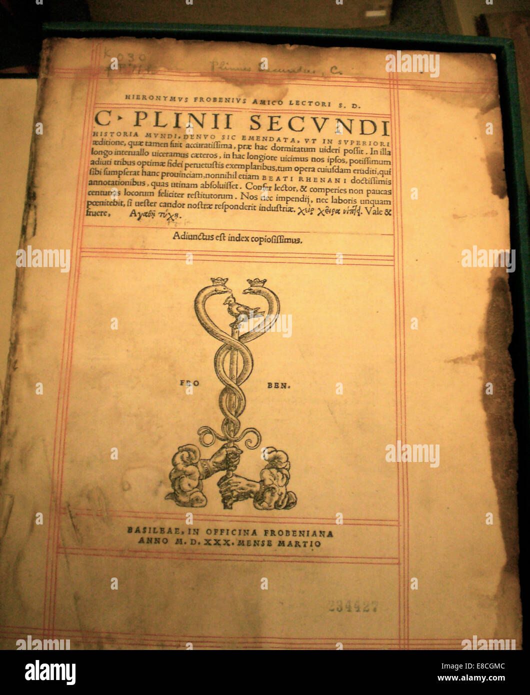 Historia Mundi (1530) (Translated  History of the World) Stock Photo