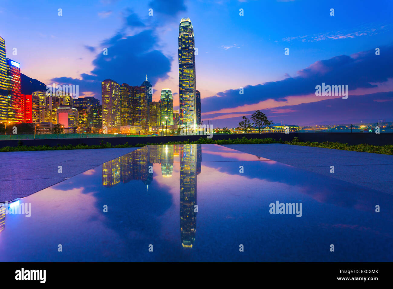 Hong Kong sunset at downtown area Stock Photo - Alamy