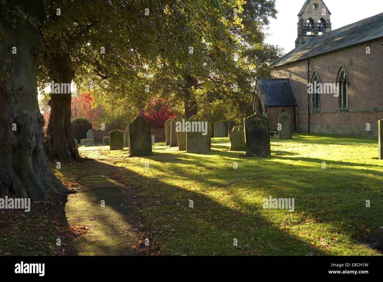 Birkby North Yorskhire church at time of Harvest Festival Stock Photo