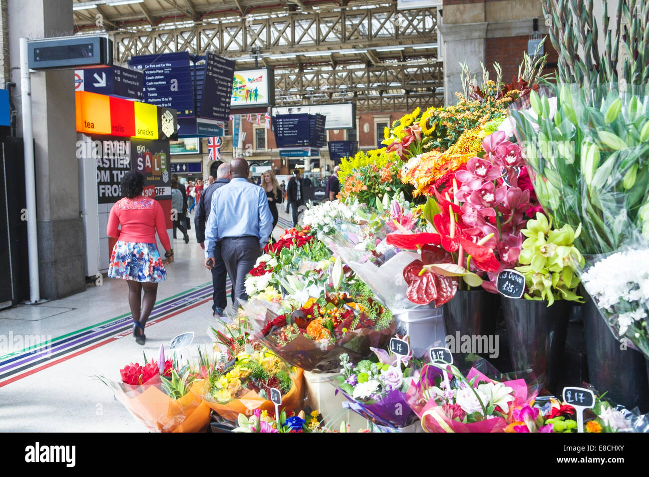 Florist Isle of Flowers flower display at Victoria Station, London