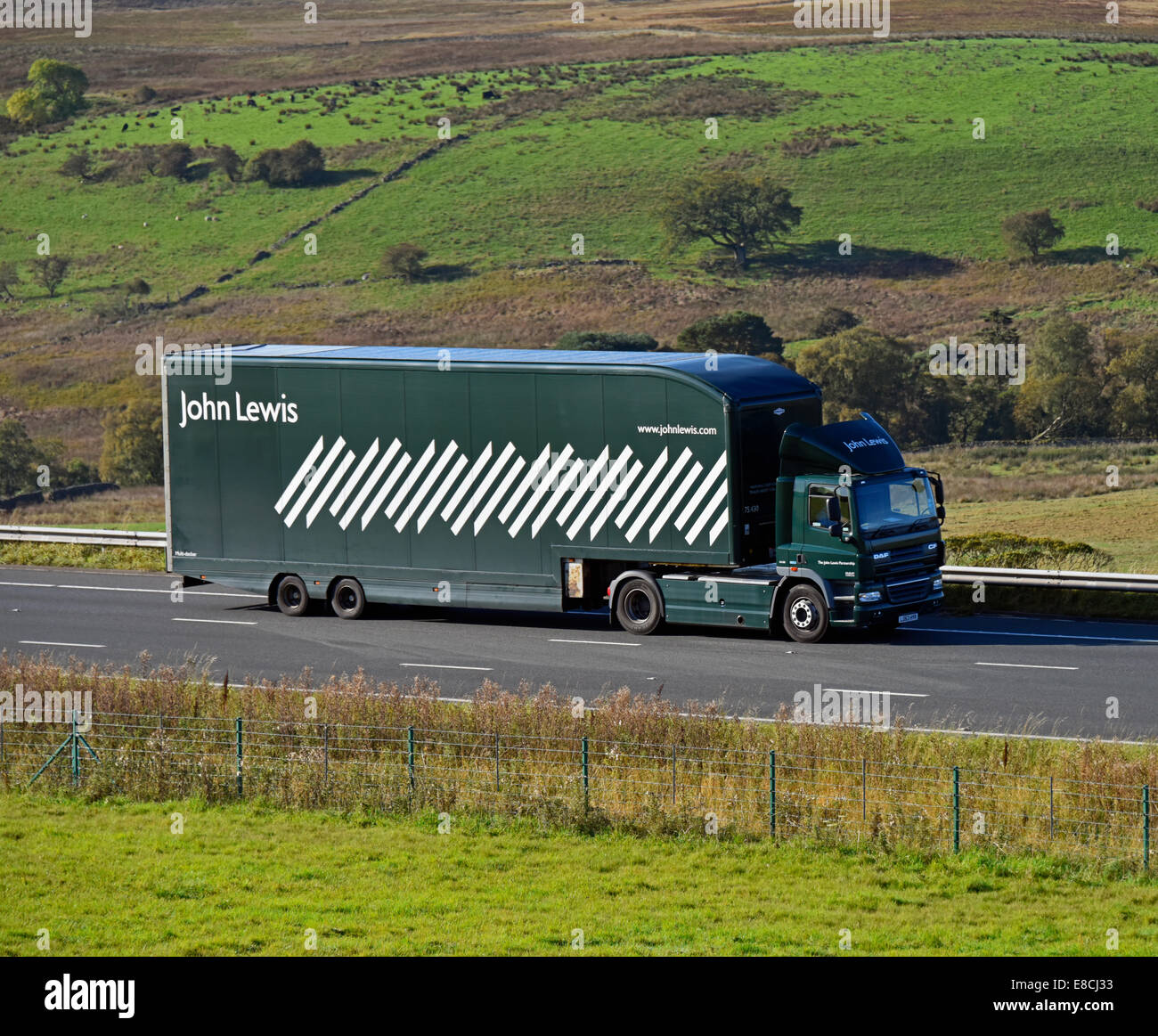 John Lewis Partnership Multidecker trailer HGV. M6 Motorway