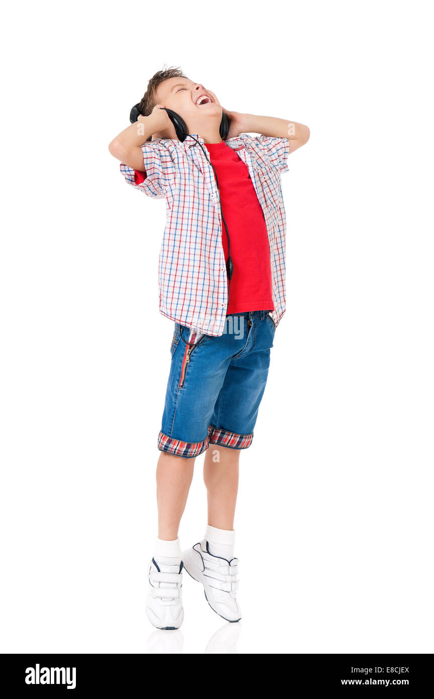 Happy boy with headphones Stock Photo