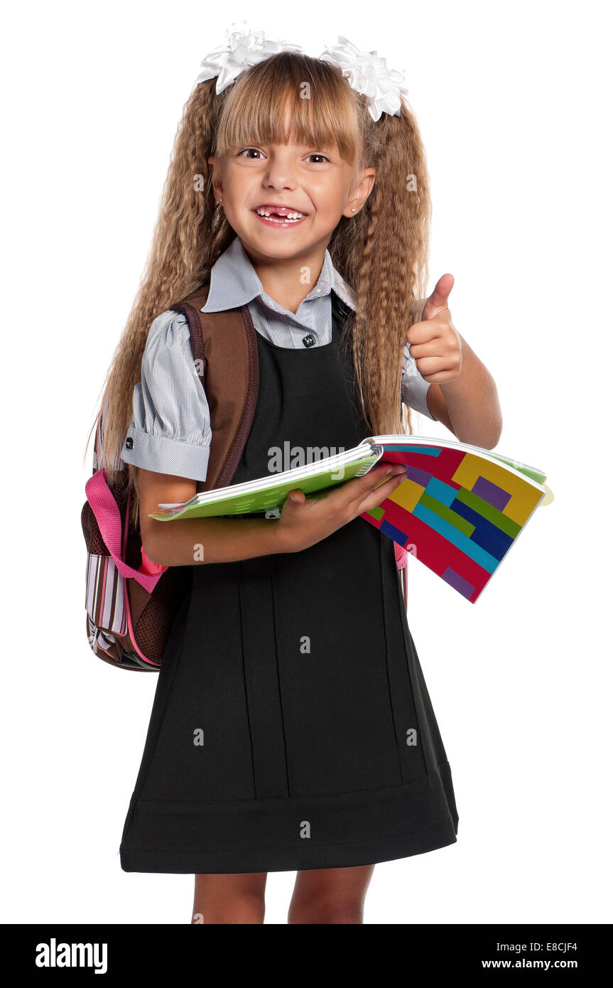 Little girl with backpack Stock Photo - Alamy