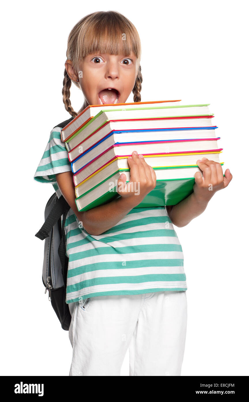 Little girl with backpack Stock Photo - Alamy