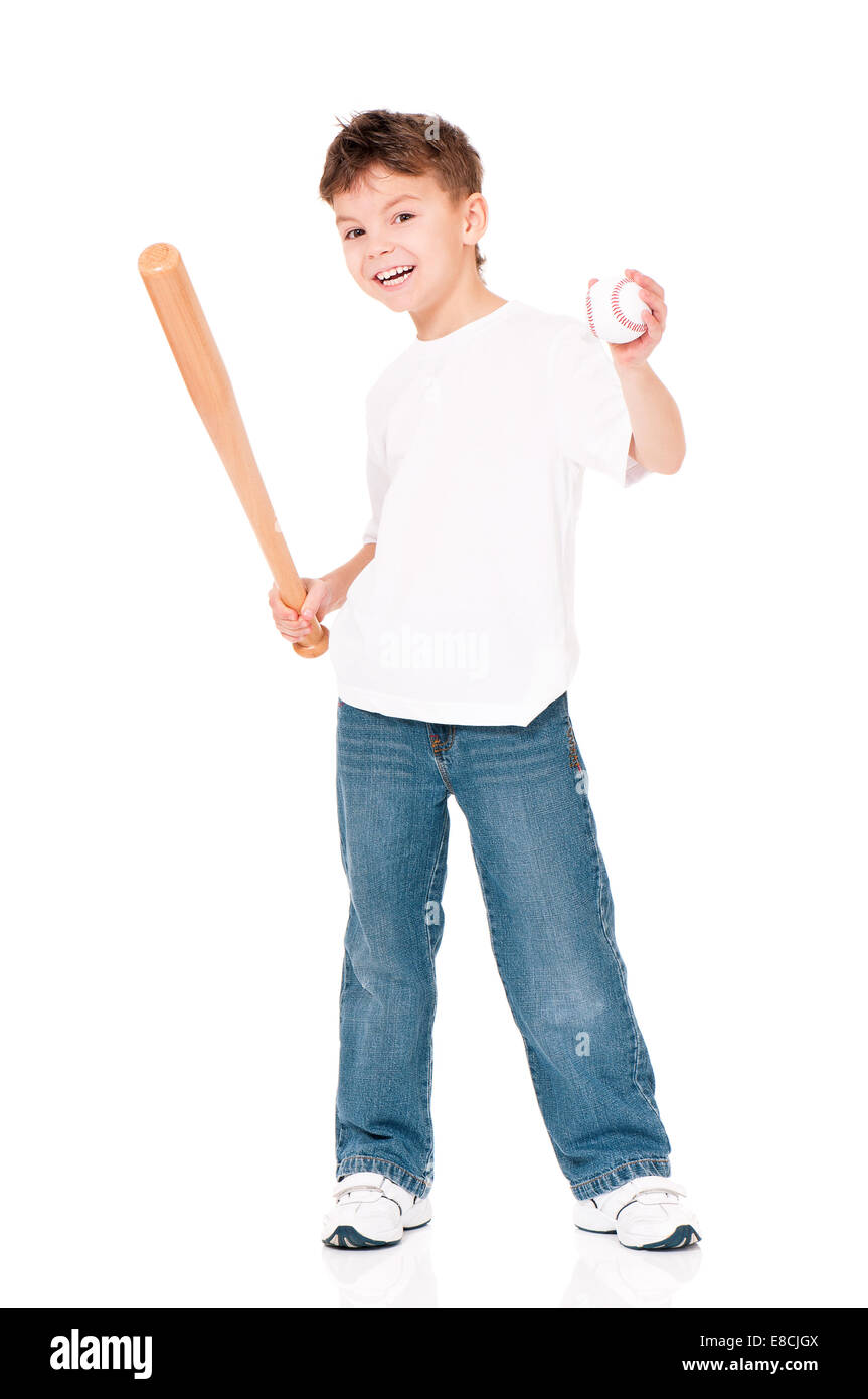 Boy with baseball bat Stock Photo