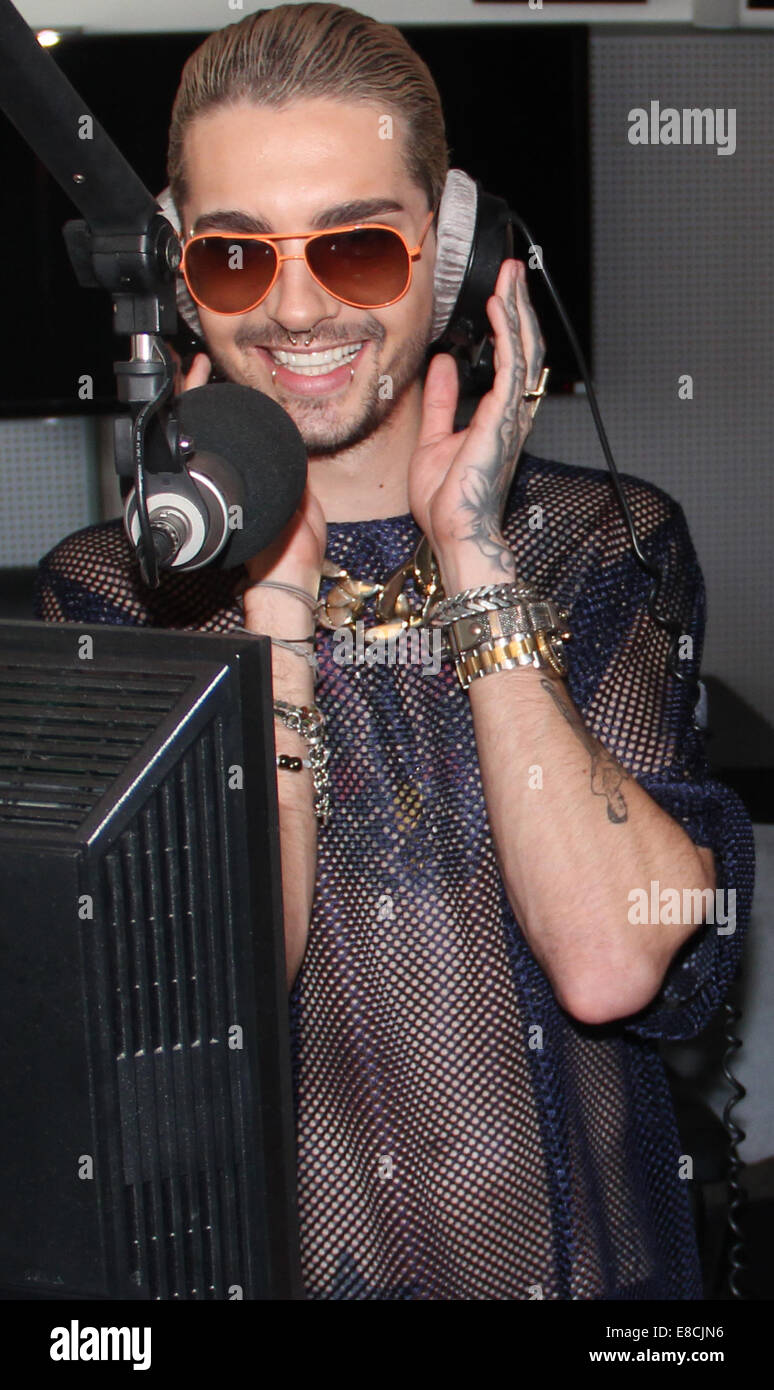 Magdeburg, Germany. 5th Oct, 2014. HANDOUT - Bill Kaulitz, singer of the band 'Tokio Hotel', performs at a listeners' concert at the Radio SAW station in Magdeburg (Saxony-Anhalt), Germany, 05 October 2014. Credit:  dpa picture alliance/Alamy Live News Stock Photo