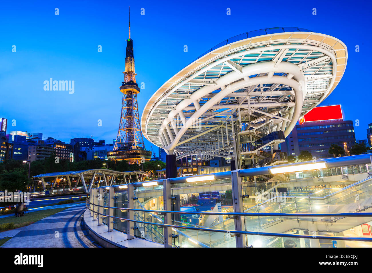 Nagoya cityscape at night in Japan Stock Photo