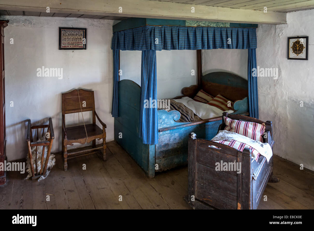Old bedroom, Open air museum, Lyngby, Copenhagen Area, Denmark, Europe Stock Photo