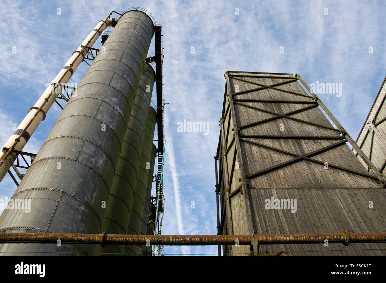 Industrial towers used in the coke and coal industry. abandoned and rusting away. Stock Photo