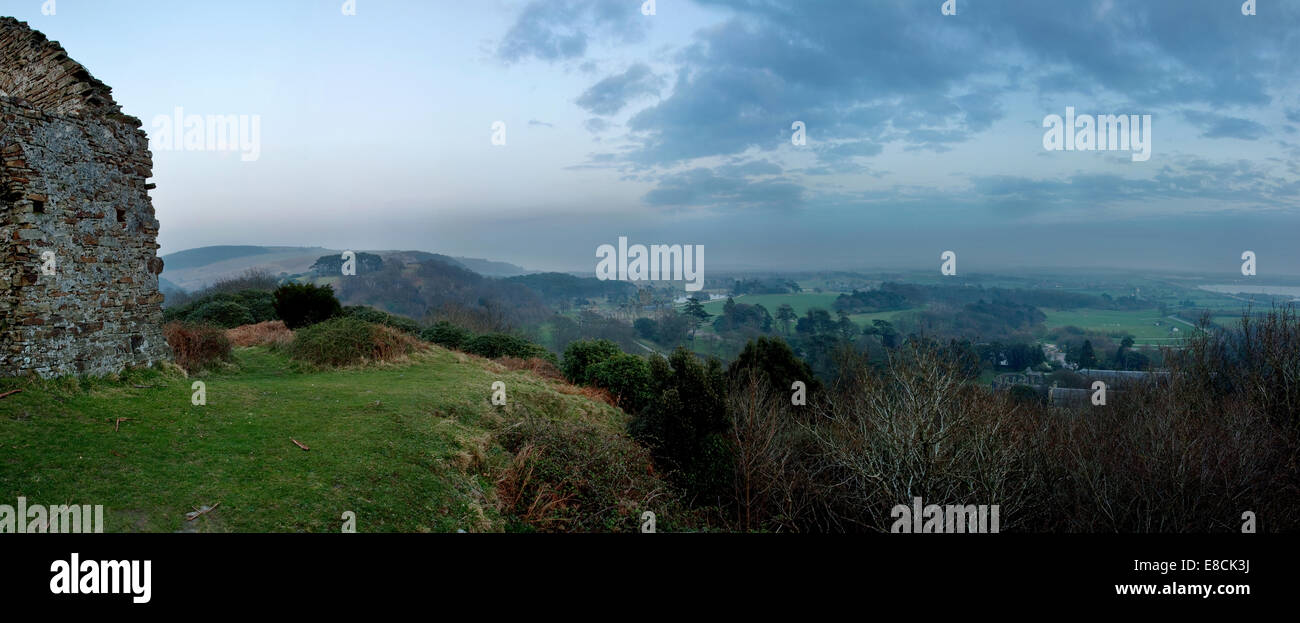 Margam Park panorama from Capel Mair ruins Stock Photo