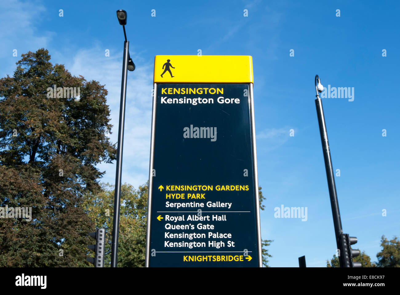 pillar directions sign in kensington gore, london, england, showing