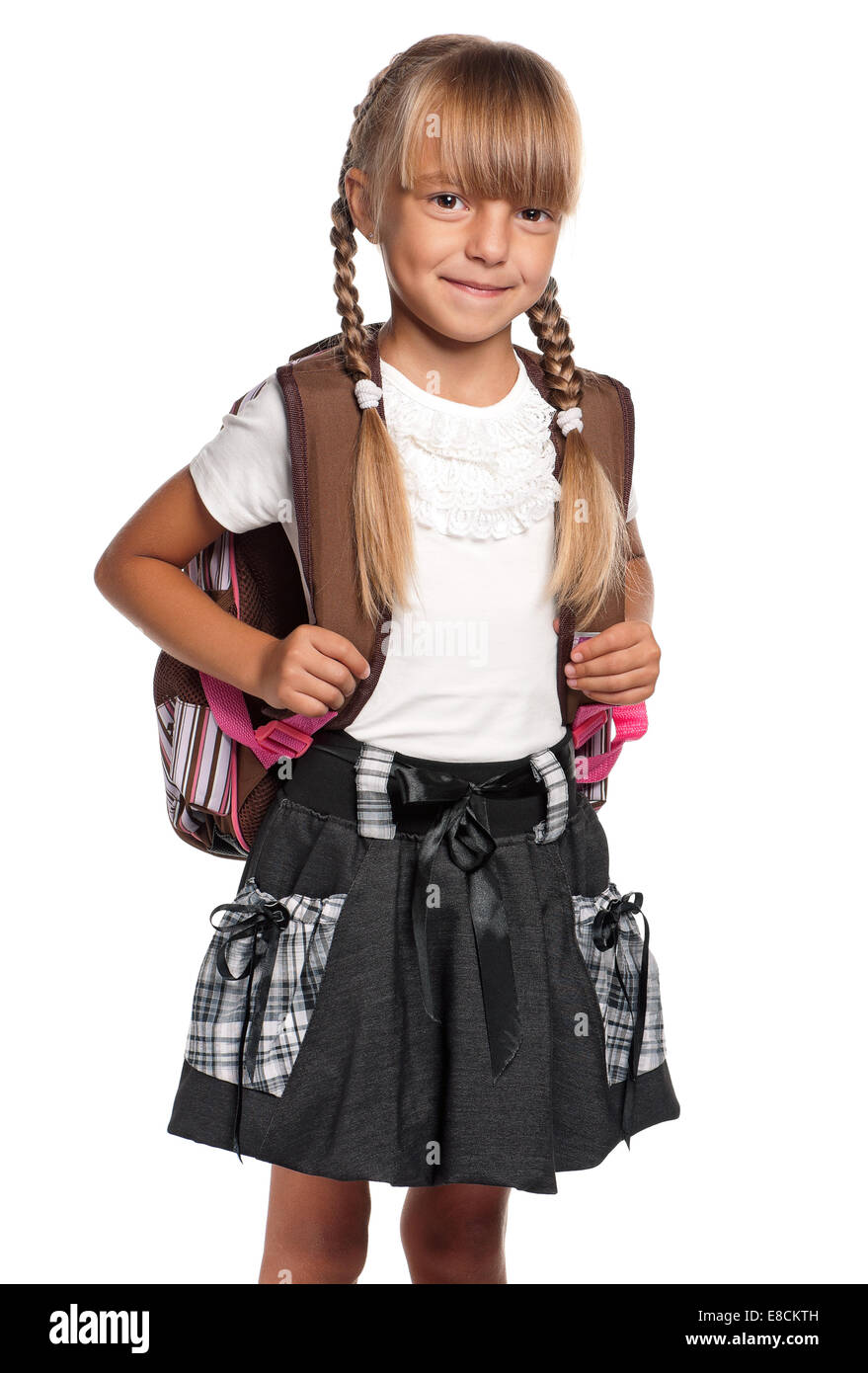 Little girl with backpack Stock Photo - Alamy
