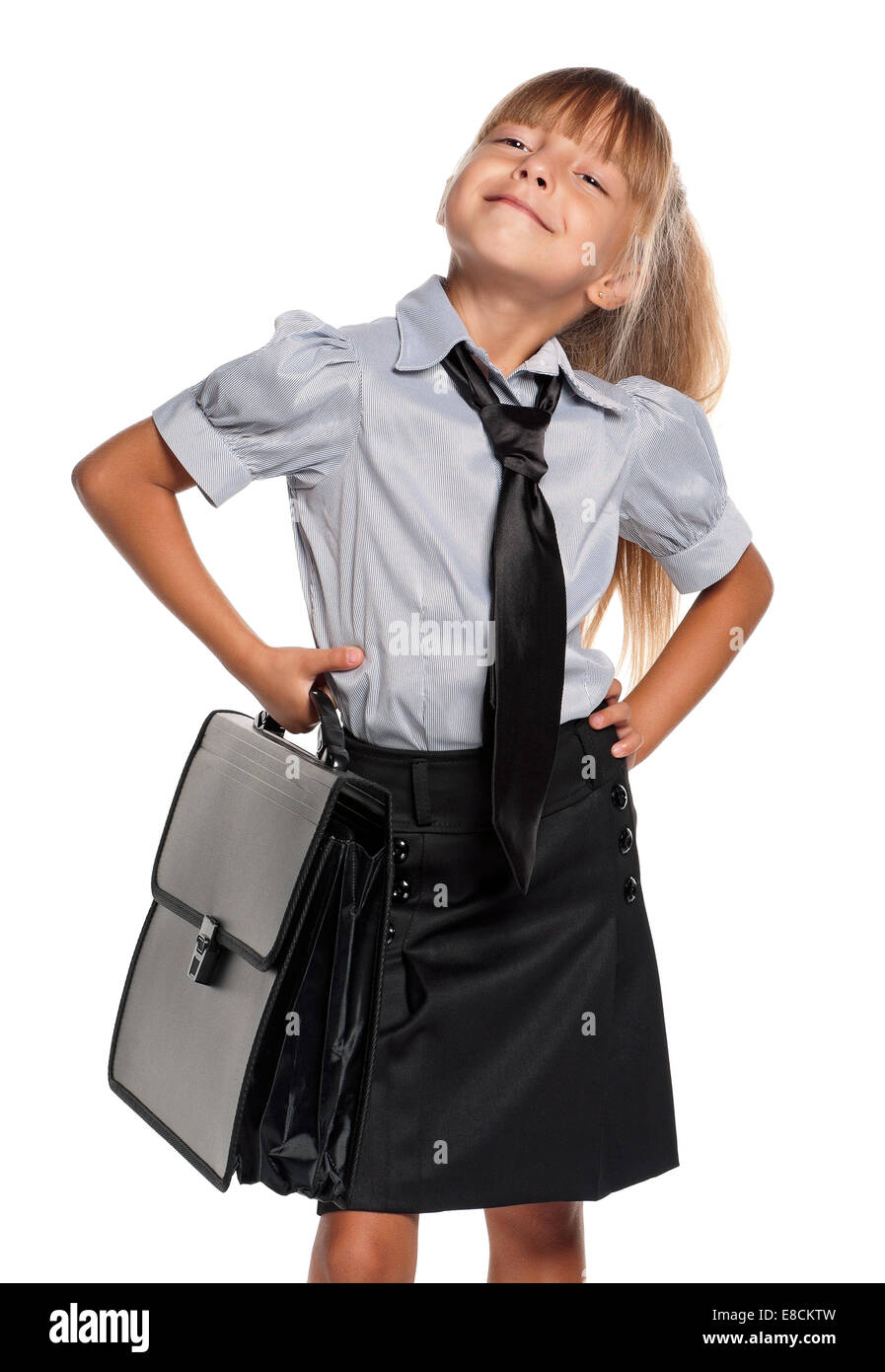 Little girl with briefcase Stock Photo Alamy