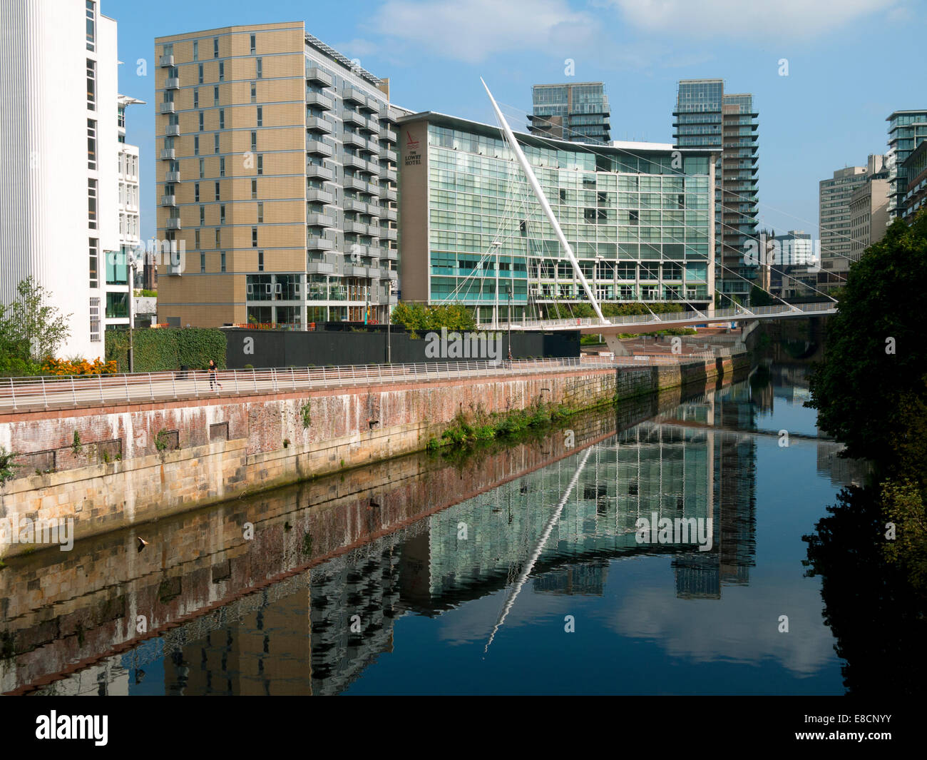 'The Bridge' apartment block, the Lowry Hotel and Trinity Bridge on the