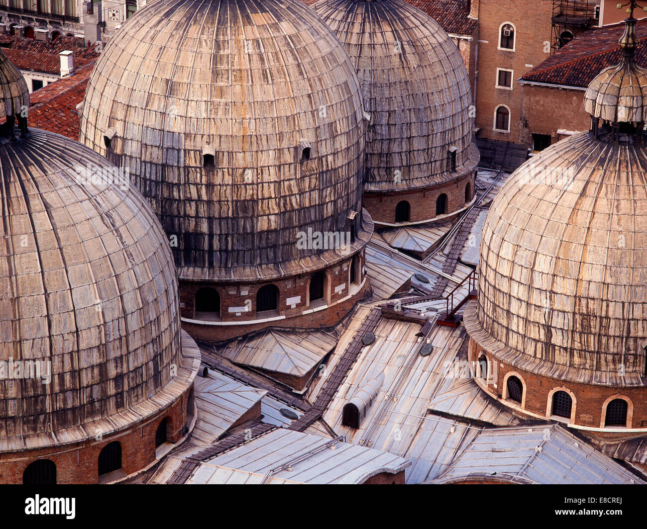 St Marks Basilica, Domes of St Marks, Venice, Italy. Lead on domes. roof roofs Stock Photo