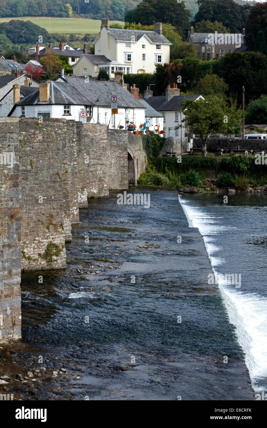 Bridge over the river at Crickhowell, Powys. Stock Photo