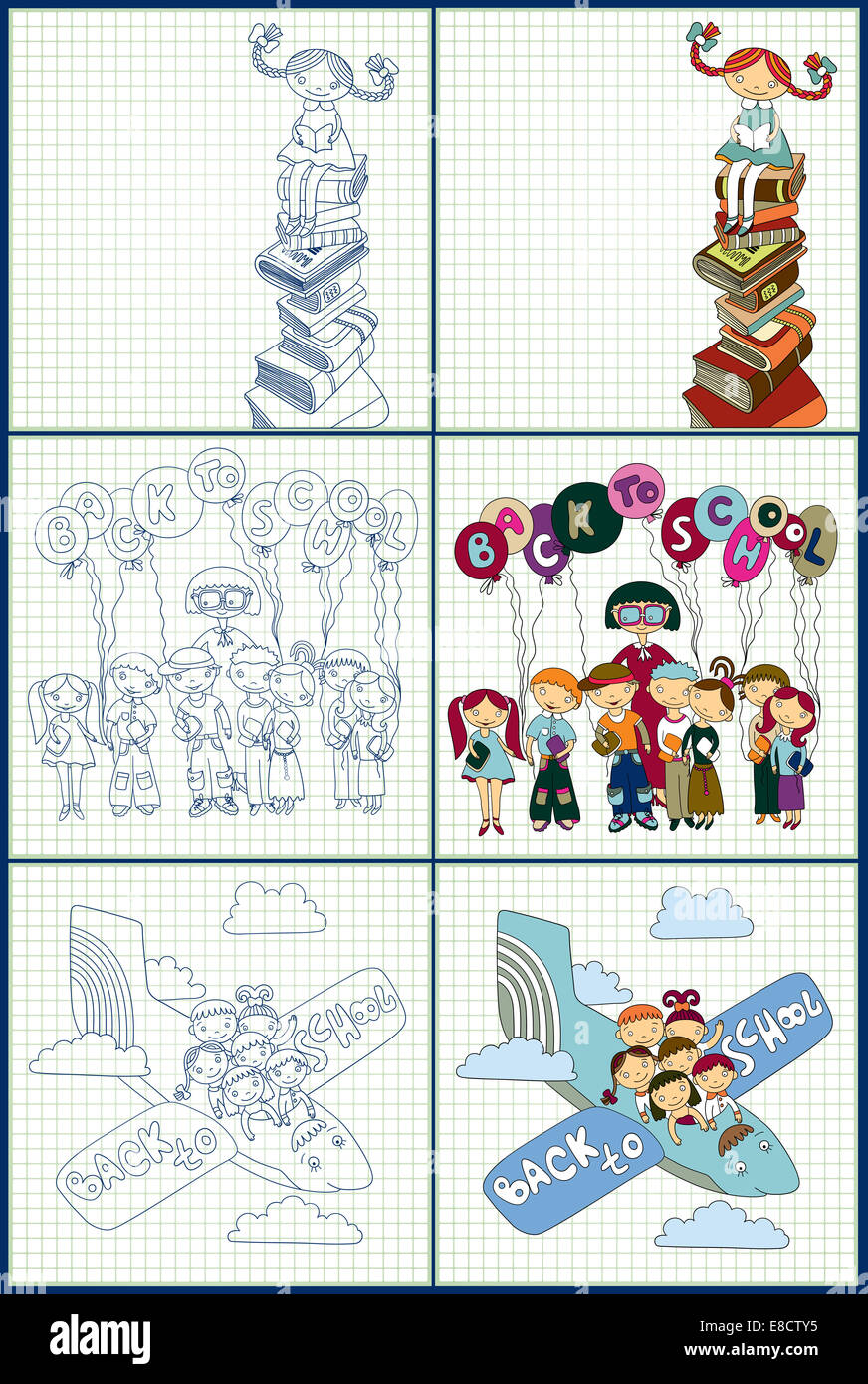 set of back to school concept vector illustration Stock Photo - Alamy